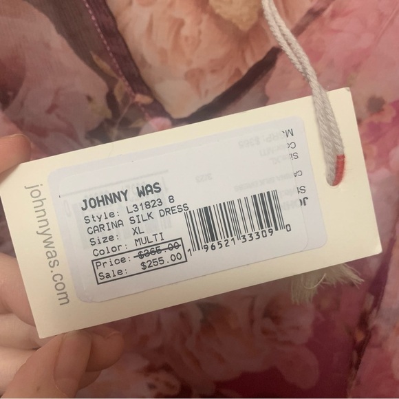 Johnny Was Carina Silk Dress Size XL Pink Floral NWT New - Picture 11 of 12